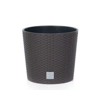 Urbn-Living Brown, Set Of 1 - 25Cm Rato Round Low Rattan Planters -1-2 Pack