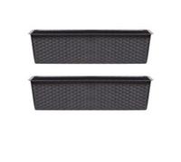 Urbn-Living Brown, Set Of 2 - Ratolla Rattan Balcony Planter - 14.5X78.3X17.3 Cm