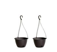Urbn-Living Brown, Set Of 2 - Ratolla Round Hanging Plastic Planter - 14.2X21.7X21.7 Cm