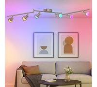 URBNLIVING GU10 RGB Ceiling Spotlight Bar - Adjustable Colour Changing Light with Remote Control, Modern LED Ceiling Fixture for Home or Office (6-Arm)