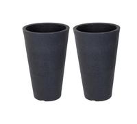 Urbn-Living Charcoal Grey - Medium Round Stone Effect Planter Pots - 45X28Cm