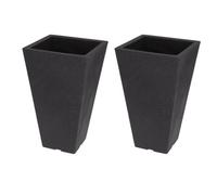 Urbn-Living Charcoal Grey - Medium Square Stone Effect Planter Pots - 47X27Cm