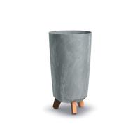 Urbn-Living Concrete - 240mm Tall Slim Concrete Effect Planter With Wood Effect Legs