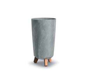 Urbn-Living Concrete - 240mm Tall Slim Concrete Effect Planter With Wood Effect Legs