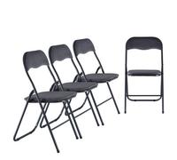 Urbn-Living Dark Grey - 4-Pc Folding Chair Set With Cushioned Ribcord Seat And Back