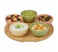 Urbn-Living Flower Shape Bowl Set Pastel Snack Serving Dishes - 6 Piece Set