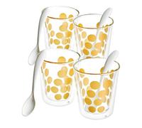 Urbn-Living Gold, Set Of 8 - Zak Double Wall Espresso Cup Set With Spoon - 200Ml