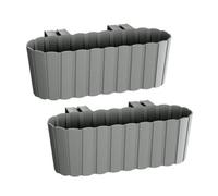Urbn-Living Grey - 2-Pcs Plastic Balcony Wood Flower Plant Garden