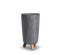 Urbn-Living Grey - 200mm Tall Slim Concrete Effect Planter With Wood Effect Legs