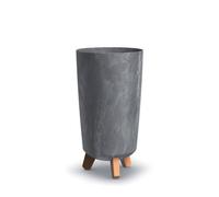 Urbn-Living Grey - 240mm Tall Slim Concrete Effect Planter With Wood Effect Legs