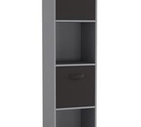 Urbn-Living Grey, Black - 4 -Cube Tall Shelving Unit With Non Woven Inserts