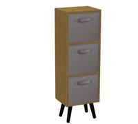 Urbn-Living Grey, Black - Beech 3-Tier 3-Drawer Cube Shelving Unit With Scandinavian Legs