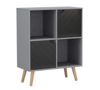 Urbn-Living Grey, Black, Beech - 4-Cube Storage Unit With 2 Line Doors And Legs