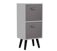 Urbn-Living Grey, Black - White 2-Tier 2-Drawer Cube Shelving Unit With Scandinavian Legs
