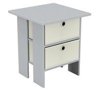 Urbn-Living Grey, Cream - 2-Tier 2- Drawer Wooden Side Table