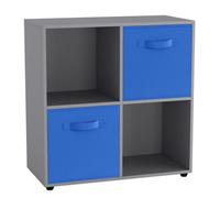 Urbn-Living Grey, Dark Blue - 4-Cube Shelving Unit With Non Woven Inserts - Square
