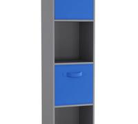 Urbn-Living Grey, Dark Blue - 4 -Cube Tall Shelving Unit With Non Woven Inserts
