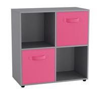 Urbn-Living Grey, Dark Pink - 4-Cube Shelving Unit With Non Woven Inserts - Square