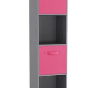 Urbn-Living Grey, Dark Pink - 4 -Cube Tall Shelving Unit With Non Woven Inserts