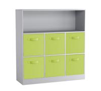 Urbn-Living Grey, Green - Wide 7-Cube Bookcase With Drawers