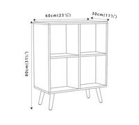 Urbn-Living Grey, Grey, Beech - 4-Cube Storage Unit With 2 Metal Handle Doors And Legs