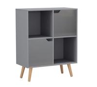 Urbn-Living Grey, Grey, Beech - 4-Cube Storage Unit With 2 Wooden Doors And Legs