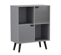 Urbn-Living Grey, Grey, Black - 4-Cube Storage Unit With 2 Wooden Doors And Legs