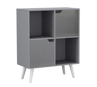 Urbn-Living Grey, Grey, White - 4-Cube Storage Unit With 2 Wooden Doors And Legs