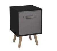 Urbn-Living Grey, Pine - Black 1-Drawer Cube Shelving Unit With Scandinavian Legs