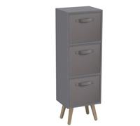 Urbn-Living Grey, Pine - Grey 3-Tier 3-Drawer Cube Shelving Unit With Scandinavian Legs