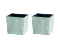 Urbn-Living Grey, Set Of 2 - 300mm Low Square Concrete Effect Plant Pot - 29.5X29X29 Cm