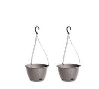 Urbn-Living Grey, Set Of 2 - Ratolla Round Hanging Plastic Planter - 14.2X21.7X21.7 Cm