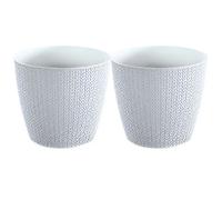 Urbn-Living Grey, Set Of 2 - Wheaty Round Flower Pot - 16.7X18.9X18.9Cm