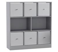 Urbn-Living Grey, White - Asymmetrical 8 Cube Bookcase Unit W/ 6 Drawer Inserts