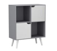 Urbn-Living Grey, White, White - 4-Cube Storage Unit With 2 Wooden Doors And Legs
