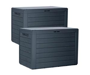 Urbn-Living Horizontal Stripes - Anthracite Garden Storage Box - Wood Design
