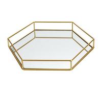 Urbn-Living Large - Hexagon Metal Gold Mirror Tray