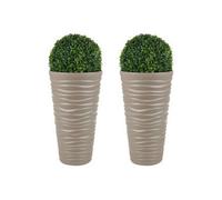 Urbn-Living Light Brown, Set Of 2 - Slim Plastic Round Flower Pot With Inserts - 52X29.6X29.6Cm