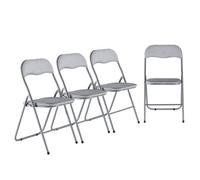 Urbn-Living Light Grey - 4-Pc Folding Chair Set With Cushioned Velvet Seat And Back