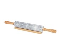 Urbn-Living Marble Rolling Pin With Wooden Cradle Stand, 2 Piece Set For Pastry Dough Fondant