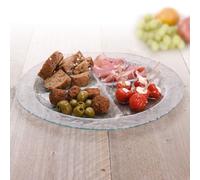 Urbn-Living Mateo Large Round 4 Section Glass Condiments Snacks Appetizer Plate Tray Dish Sauce Dipping Serving Platter