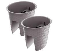 Urbn-Living Mocca, Set Of 2 - Oval Ratolla Railing Plant Pot - 22.5X29.8X24.2Cm