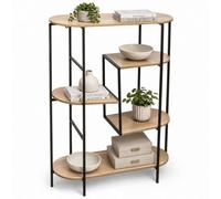 Urbn-Living Multi 5 Shelves Shelf Wall Rack With Black Metal Frame And Wood Shelves Storage Unit