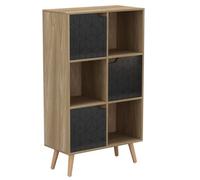 Urbn-Living Oak, Black, Beech - 6-Cube Shelving Unit With 2 Geo Doors And Legs