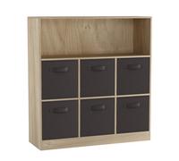 Urbn-Living Oak, Black - Wide 7-Cube Bookcase With Drawers