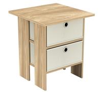 Urbn-Living Oak, Cream - 2-Tier 2- Drawer Wooden Side Table