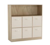 Urbn-Living Oak, Cream - Wide 7-Cube Bookcase With Drawers