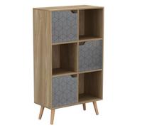 Urbn-Living Oak, Grey, Beech - 6-Cube Shelving Unit With 2 Geo Doors And Legs