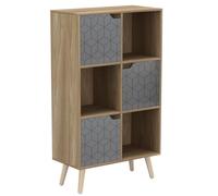 Urbn-Living Oak, Grey, Pine - 6-Cube Shelving Unit With 2 Geo Doors And Legs