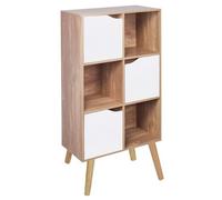 Urbn-Living Oak, Pine - Oak 6-Tier 3-Door Cube Shelving Unit With Scandinavian Legs